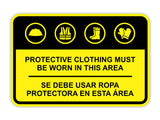 Classic Framed Plus Protective Clothing Must Be Worn In This Area Wall or Door Sign | Bilingual Spanish and English Workplace Safety Signage