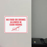 Classic Framed Plus No Food or Drinks Allowed in Exam Rooms Door or Wall Sign | Medical Facility Reception Patient Reminders