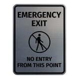 Signs ByLITA Portrait Round Emergency Exit No Entry from This Point ABS Plastic | Easy Installation | Elegant Design Wall or Door Sign