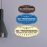 Victorian No Trespassing Residents and Guests Only Wall or Door Sign