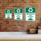 Portrait Round Plus Recycle Used Batteries Here Door or Wall Sign | Health & Safety Signage