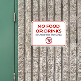 Classic Framed Plus No Food or Drinks In Children’s Play Area Door or Wall Sign | Child Safety Business Signs
