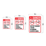 Portrait Round Plus Danger Battery Charging Station. No Smoking Or Open Flames. Door or Wall Sign | Health & Safety Signage