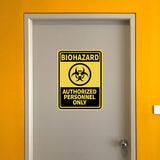 Portrait Round Plus Biohazard Authorized Personnel Only Wall or Door Sign | Warning Signage