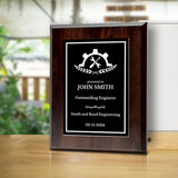 Engineering and Mechanics Theme Customizable Award Plaque |Easel Mount Option | Recognition of Achievement and Service Personalizable Plaques