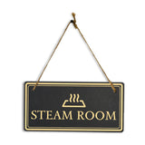 Steam Room 5x10 Hanging Plus Wall or Door Sign | Rustic Twine | Workplace Signage