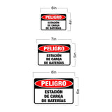 Classic Framed Plus Peligro Estación De Carga De Baterías Door or Wall Sign | Spanish Business Signage