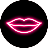 Circle Plus Kiss Neon Graphic Style Wall or Door Sign | Live Streamer Gaming Themed Decoration