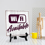 Wi-Fi Available 5"x 5" Square Table Sign With Acrylic Easel | Restaurant & Cafe Decor