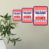 Portrait Round Plus Stars, Stripes, and Proud: Welcome to Our Home Door or Wall Sign | Easy Installation | Patriotic Stars and Stripes USA Pride Sign