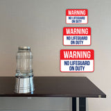 Classic Framed Plus Warning No Lifeguard On Duty Wall or Door Sign | Indoor Gym & Pool Signage
