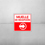 Square Plus Muelle De Recepción Right Arrow Wall or Door Sign | Spanish | Health & Safety Warehouse Business Signage