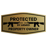 Signs ByLITA Fancy Protected by Armed Property Owner (M-16) Door or Wall Sign | Home Security Warning Sign