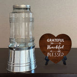 Grateful Thankful Blessed Heart Table Sign with Acrylic Stand (6x5") | Religious Home Decor