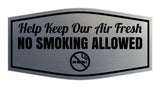 Signs ByLITA Fancy Help Keep Our Air Fresh: No Smoking Allowed Easy Installation | Durable Construction | Barbers | Grooming and Styling | Hair Wall or Door Sign