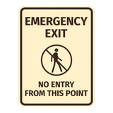 Signs ByLITA Portrait Round Emergency Exit No Entry from This Point ABS Plastic | Easy Installation | Elegant Design Wall or Door Sign