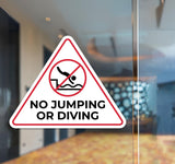 Triangle Danger 'No Jumping Or Diving' Wall or Door Sign