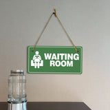 Waiting Room 5x10 Hanging Plus Wall or Door Sign | Rustic Twine | Business and Office Signage