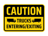 Classic Framed Plus Caution: Trucks Entering/Exiting Door or Wall Sign | Miscellaneous Warning Signs - Industrial & Construction