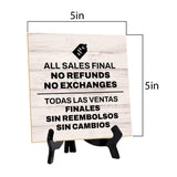 General Office Notices & Business Table Signs | 5"x 5" Square Table Signs With Acrylic Easels