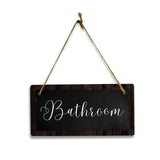 Bathroom 5x10 Hanging Plus Wall or Door Sign | Rustic Twine | Range of Vibrant Decor Styles | Restroom Signs For Home and Business