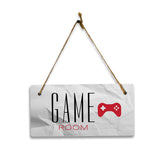 Game Room 5x10 Hanging Plus Wall or Door Sign | Rustic Twine | Range of Vibrant Decor Styles | Room Signs For Home and Business