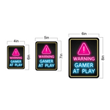 Portrait Round Plus Warning: Gamer at Play Wall or Door Sign | Easy Installation | Gaming | Home Decor