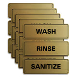 All Quality Standard WASH RINSE SANITIZE Set of 3 Bay Sink Signs - Restaurant & Commercial Kitchen Sink Signs - Easy to Install