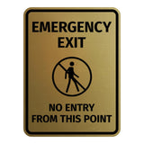 Signs ByLITA Portrait Round Emergency Exit No Entry from This Point ABS Plastic | Easy Installation | Elegant Design Wall or Door Sign