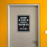 Portrait Round Plus Behind Every Strong Woman Is Herself Wall or Door Sign | Motivational Home Decor