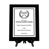 Badminton Customizable Black Frame Wooden Award Plaque | Easel Mount Option | Achievement and Recognition Personalizable Plaques | Sports Award