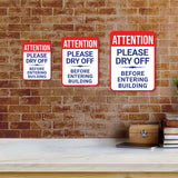 Portrait Round Plus Attention Please Dry Off Before Entering Building Wall or Door Sign | Indoor Gym Signage