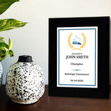 Bobsleigh Customizable Black Frame Wooden Award Plaque | Easel Mount Option | Achievement and Recognition Personalizable Plaques | Sports Award