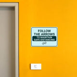 Classic Framed Plus Follow the Arrows to Maintain Safe Distancing Door or Wall Sign | Medical Facility Greeting & Reception