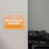 Classic Framed Plus Break Room Available from 12 PM to 2 PM Door or Wall Sign | Break & Lounge Areas