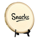 Hospitality & Fun Rustic Wood Discs – Natural Bark-Edge with a Sleek Black Acrylic Easel - For Counters, Doors & Walls