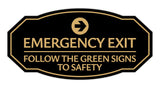 Signs ByLITA Victorian Emergency Exit Follow the Green Signs to Safety Durable Plastic Sign | Easy Installation | Elegant Design Wall or Door Sign