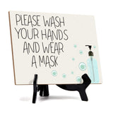 Signs ByLITA Please Wash Your Hands And Wear A Mask, Hygiene Table Sign, 6" x 8"