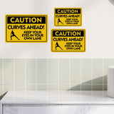 Classic Framed Plus Caution Curves Ahead! Keep Your Eyes In Your Own Lane Door or Wall Sign | Gym Etiquette Signage