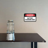 Classic Framed Plus Danger Battery Charging Area Door or Wall Sign | Health & Safety Signage