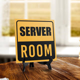Server Room 5"x 5" Square Table Sign With Acrylic Easel | Office Décor