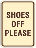 Signs ByLITA Portrait Round Shoes off please Sign - Laser-Engraved Lettering | Durable ABS Plastic | Vibrant Colors | Powerful Foam Tape