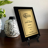 Barista Competition Customizable Black Frame Award Plaque | Easel Mount Option | Achievement and Recognition Personalizable Plaques