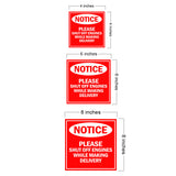 Square Plus Notice Please Shut Off Engines While Making Delivery Wall or Door Sign | Health & Safety Warehouse Business Signage