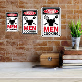 Portrait Round Plus Danger Men Cooking (Kitchen) Wall or Door Sign | Easy Installation | Funny Novelty Imitation Warning Signs
