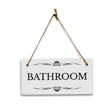 Bathroom 5x10 Hanging Plus Wall or Door Sign | Rustic Twine | Range of Vibrant Decor Styles | Restroom Signs For Home and Business