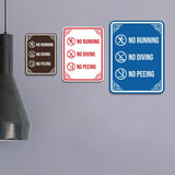 Signs ByLITA Portrait Round No Running, No Diving, No Peeing Door or Wall Sign | Easy Installation | Elegant Design | Pool Safety