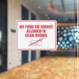 Classic Framed Plus No Food or Drinks Allowed in Exam Rooms Door or Wall Sign | Medical Facility Reception Patient Reminders