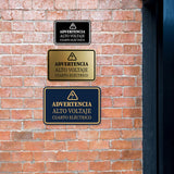 Signs ByLITA Classic Framed Advertencia Alto Voltaje Cuarto Eléctrico Durable Sign | Easy Installation | Elegant Design Wall or Door Sign