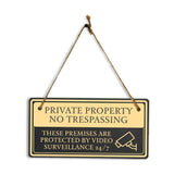 Private Property No Trespassing These Premises Are Protected by Video Surveillance 24/7 5x10 Hanging Plus Wall or Door Sign | Rustic Twine | Home and Business Security Signage